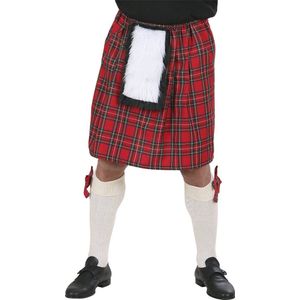 Widmann - Landen Thema Kostuum - Schotse Kilt Rode Ruiten Man - Rood - Small - Carnavalskleding - Verkleedkleding