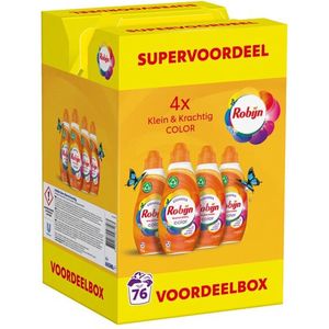 Robijn Klein & Krachtig Color Wasmiddel - 4 x 665 ml - 76 Wasbeurten - Voordeelverpakking