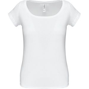 T-shirt Dames L Kariban Boothals Korte mouw White 90% Katoen, 10% Viscose
