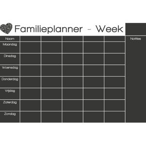 Sticker van krijtbordfolie 'Familieplanner hart'