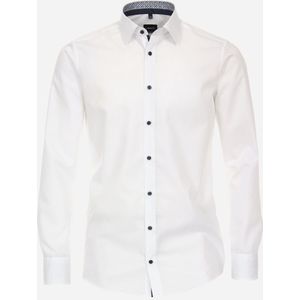 VENTI modern fit overhemd - popeline - wit - Strijkvriendelijk - Boordmaat: 45