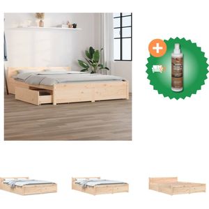 vidaXL Bedframe met lades 150x200 cm 5FT King Size - Bed - Inclusief Houtreiniger en verfrisser