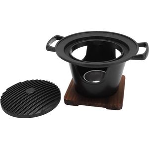 Mini-barbecue-grillset voor picknick tuin balkon en camping met houten basis Barbecue