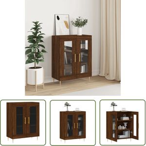 The Living Store Dressoir 69,5x34x90 cm bewerkt hout bruin eikenkleur - Dressoir - Bruine Eiken - Vintage Design - Houten Kast - Opbergruimte