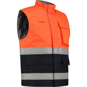 Dapro Protector Multinorm Waterbestendige Bodywarmer - Maat 4XL - Marineblauw/Hi-Vis Oranje - Vlamvertragend , antistatisch en chemicaliën resistent