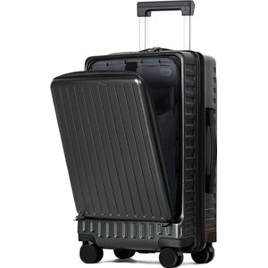 TAN.TOMI Handbagage Koffer met voorvak - Reiskoffer met Wielen - 55cm Handbagage Trolley - 36L - TSA-slot - Voldoet aan Vliegtuig eisen - Donkergrijs