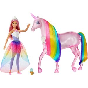 Barbie Dreamtopia eenhoorn - Barbiepop - Prinses en eenhoorn barbie paard met licht en geluid