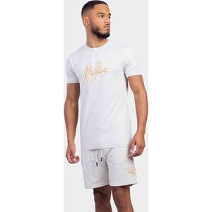 Malelions Duo Essentials T-Shirt Heren Grijs/Oranje - Maat: M