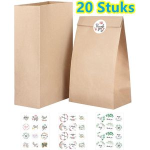 LIXIN Traditioneel Kado Zakjes - 20 Stuks - 13x8x24cm - Cadeauzakjes - Cadeautasje - Papieren zakjes - Inpakzakjes - Sluitstickers - Stickers - Colorful Gift Bags