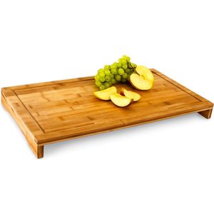 Relaxdays snijplank bamboe - afdekplaat - 4,5 x 52 x 29 cm - met saprand - serveerplank