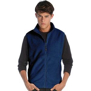 Fleece casual bodywarmer navy blauw voor heren - Outdoorkleding wandelen/zeilen - Mouwloze vesten XL