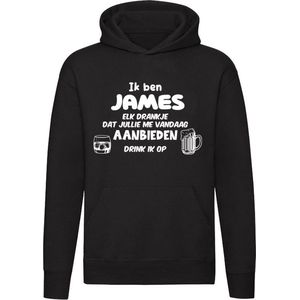 Ik ben James, elk drankje dat jullie me vandaag aanbieden drink ik op | drank | feest | jarig | verjaardag | vrijgezellenfeest | cadeau | kado | Unisex | Trui | Hoodie | Sweater | Capuchon