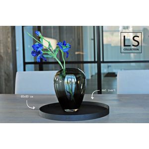 LS Collection® - Rond 40cm - Dienblad - Zwart - Kaarsenplateau - Kaarsplateau - Serveerplank - Dienblad Hout - Wooden Tray - Plateau - Decoratie - Woonaccessoires - Schaal - Moederdag - Moederdag cadeautje