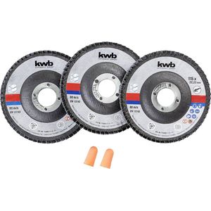 KWB slijpset Ø 115 mm - 3x slijpmop + gehoorbeschermers - In cassette - 712062