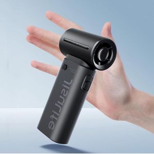 Krachtige handventilator met 5 snelheden - USB-oplaadbaar, sleutelkoord - voor op reis - zwart Turbo fan