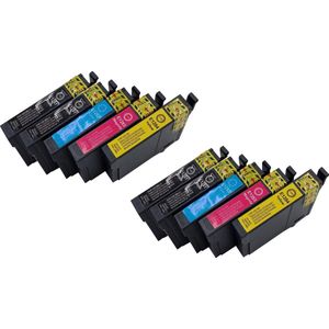 KATRIZ® huismerk ink Epson 4x T1281 Zwart + 2x T1282 Cyaan + 2x T1283 Magenta + 2x T1284 Geel | 10 stuks