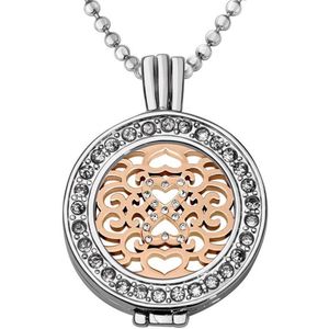 Quiges - Munthouder met Ketting en Munt 25mm Zirkonia Infinity - Zilverkleurig met Zirkonia - EPRHZ434