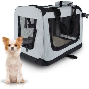 Mobiclinic Balú - Reismand voor huisdieren - (reistas kat, katten, honden, konijnen, fretten) - Maat S - Reistas - Met Handvaten - Ademend - Opvouwbaar - 57x38x44 cm - Ondersteunt 8 kg - Grijs