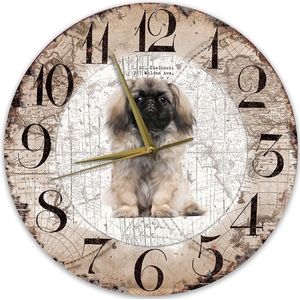 Houten Klok - 30cm - Hond - Pekingees