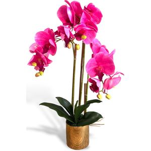 Orchidee Paars Kunstbloem Met Goudkleurige Pot 60cm | Flora City | Kunstbloem kunstplant | Kunstorchidee | Nep orchidee | Levensechte Kunstorchidee