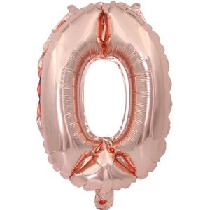 Cijfer ballon 0 jaar Babydouche - rose goud folie helium ballonnen - 100 cm - rosé 10 - 20 - 30 - 40 - 50 - 60 - 70 - 80 - 90 - 100 verjaardag versiering
