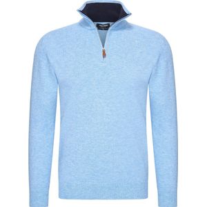 Heren trui Cashmere touch - Schipperstrui met rits - Coltrui Heren - Longsleeve Shirt - Sweater Heren - Maat XL - Blauw