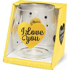 Wijn -Waterglas I Love You Valentijn