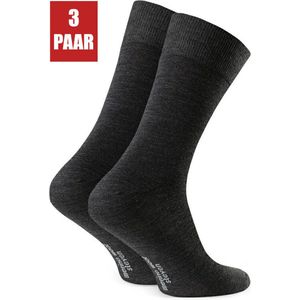 Steven - Merino Wol Sokken - Multipack 3 Paar - Maat 41-43 - Luxe Heren Sokken - Grijs - Voor onder een Pak - MADE in EU