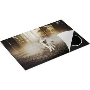 Chefcare Inductie Beschermer Grijze Wolf in het Bos - 80x55 cm - Afdekplaat Inductie - Kookplaat Beschermer - Inductie Mat