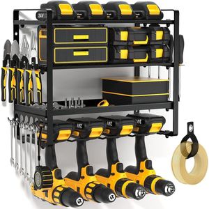 Riokem ® Stevige Wandgemonteerde Gereedschapsorganizer voor Boormachines en Garageopslag