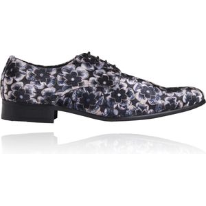 Mystic Silver Blossom - Maat 47 - Lureaux - Kleurrijke Schoenen Voor Heren - Veterschoenen Met Print