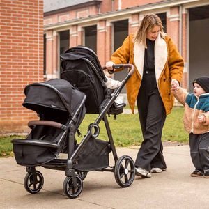 Baninni Luiz XL Duo Kinderwagen Zwart – Innovatieve Oplossing met Extra Ruime, Convertibele Zitjes van Geboorte tot 22 kg