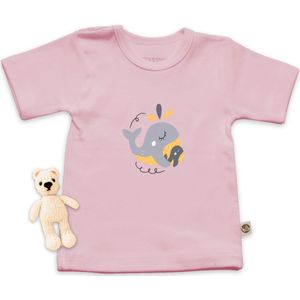 Wooden Buttons - T Shirt Baby - Schattige Walvis Print - Roze - Maat 86