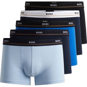HUGO BOSS Essential trunks (5-pack) - heren boxers kort - verschillende tinten blauw - Maat: S