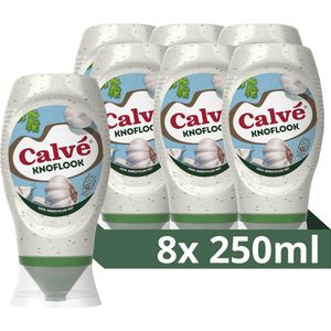 Calvé Knijpfles - Knoflooksaus - lekker bij snacks zoals shoarma, kebab of pitabroodjes - 8 x 250 ml