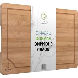 Superieure 100% Biologische Bamboe Snijplank - Extra Grote Houten Snijplank - Sterk Duurzaam & Slijtvast - Gemakkelijk Schoon te Maken met Saprand - Keuken Snijplank