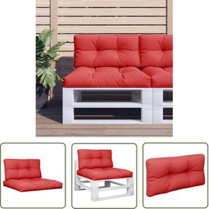 The Living Store Palletkussens - Polyester - Waterbestendig - Zachte vulling - Brede toepassing - Rood - Afmetingen- 70 x 70 x 12 cm en 70 x 40 x 12 cm - Palletkussens - Outdoor Kussens - Tuinkussens - Balkon Kussens - Zitkussens