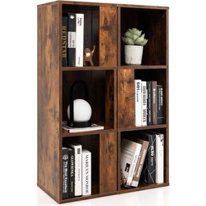 Set van 2 houten boekenkasten, 3 niveaus, staand rek, archiefkast met kantelbeveiliging, vintage/modern, 33 x 33 x 100,5 cm (vintage)