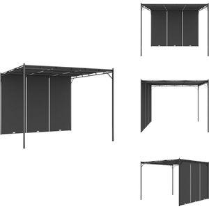 vidaXL Tuinhuisje - Tuinhuisjes - Luifel - Luifels - Tuinprieel met zijgordijn 3x3x2,25 m antraciet
