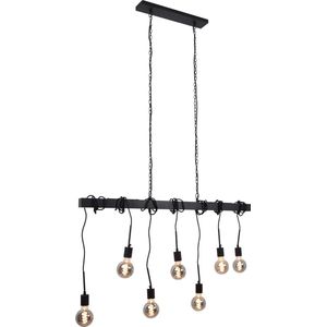Industriële hanglamp Kezban, zwart, langwerpig