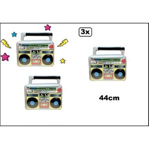 3x Opblaasbare ghettoblaster 44cm - Radio - Festivfal thema feest party fun beach summer evenement verjaardag