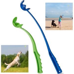 Relaxdays ballenwerper voor honden - 2 werpstokken - tennisbalwerper - werpstick voor hond