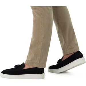 Manfield - Heren - Zwarte suède loafers met kwastjes - Maat 47