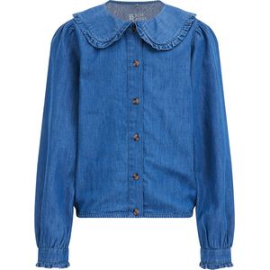 WE Fashion Meisjes denim blouse met kraag