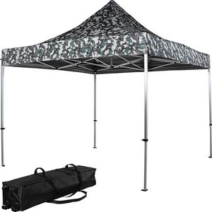 Dak voor partytent los - Easy up partytent - Partytent - Paviljoen - Zijwanden - Aluminium - Camouflage - 300 x 300 cm