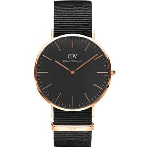 Daniel Wellington DW00100148 Classic Black Cornwall - Horloge - Textiel - Zwart - Ø 40 mm