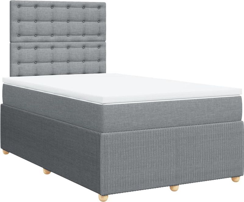 vidaXL - Boxspring - met - matras - stof - lichtgrijs - 120x190 - cm