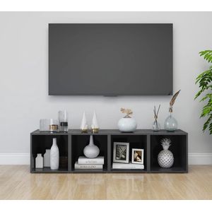 The Living Store Tv-meubel - Stereokasten - Hoogglans grijs - 37x35x37 cm - Stabiel en duurzaam