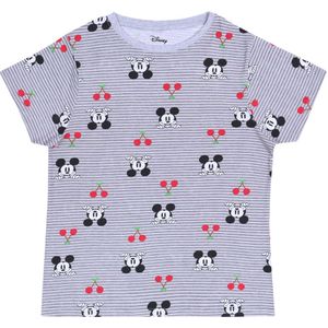 Mickey Mouse DISNEY - Grijs T-Shirt met Zwarte Strepen, Korte Mouwen en Afbeelding