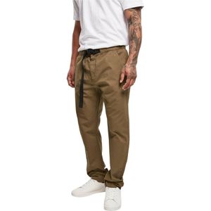 Urban Classics - Chino with belt Broek rechte pijpen - Taille, 34 inch - Groen